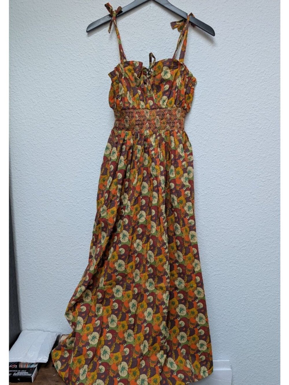 Women's Winnie Spaghetti Tie Dress Heirloom Tomatoes XS Organic Cotton Fall